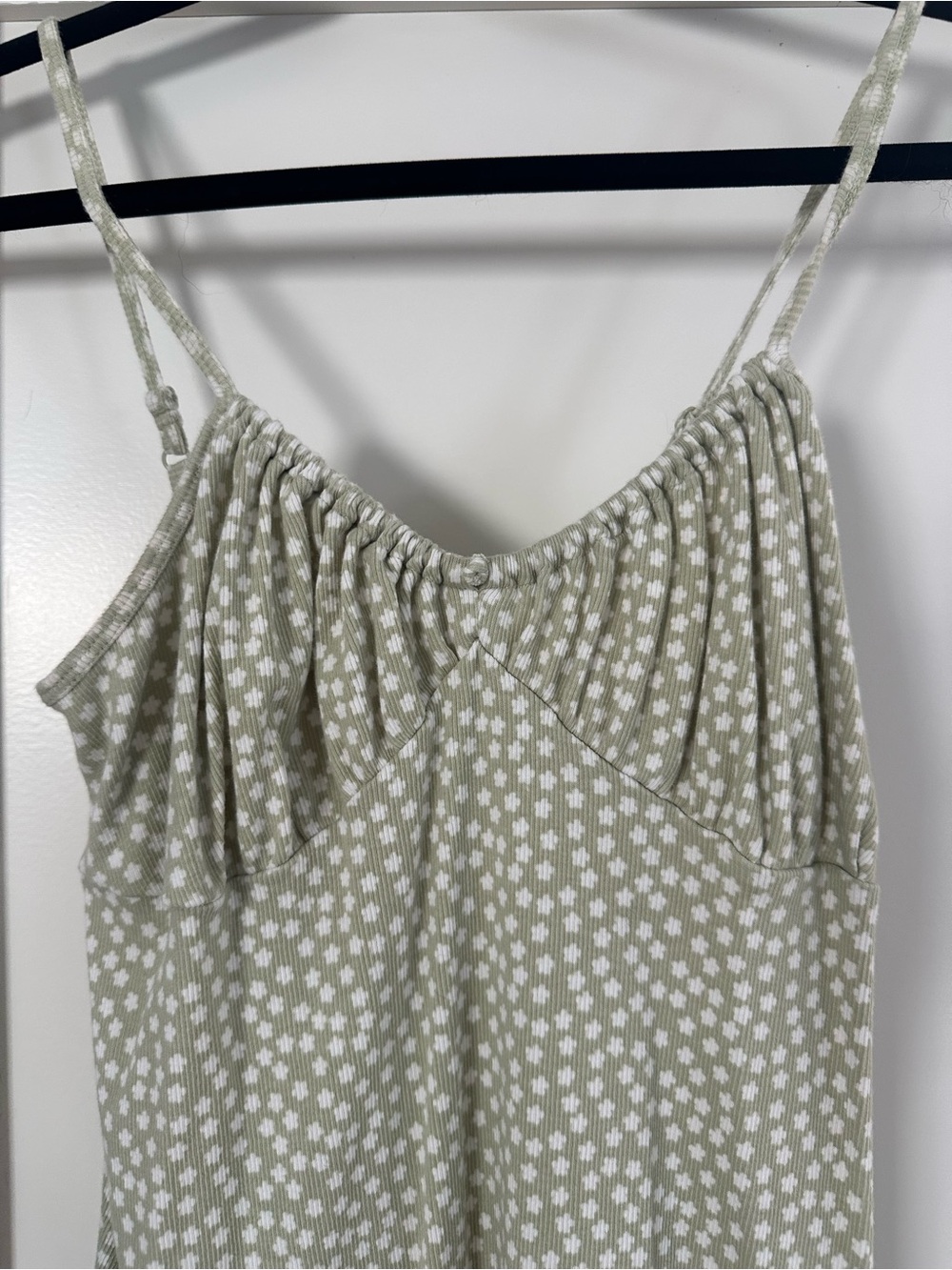 American Eagle Outfitters Sage Green Floral Spaghetti Strap Mini Dress